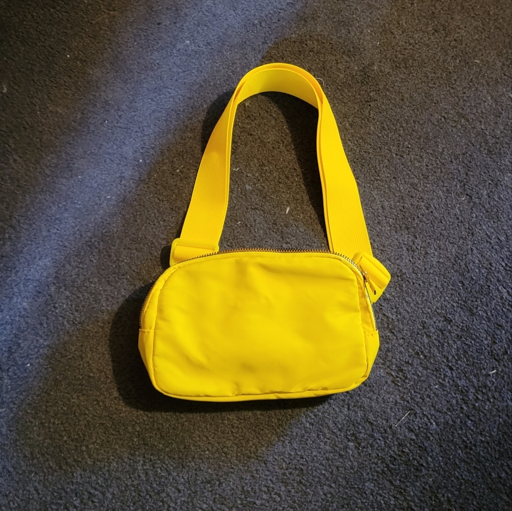 Neon bright yellow fanny pack from Amazon.
